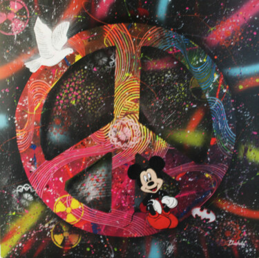 Картина под названием "AMOUR ET PAIX" - Patrice Gruchala, Подлинное произведение искусства, Акрил Установлен на Деревянная р…