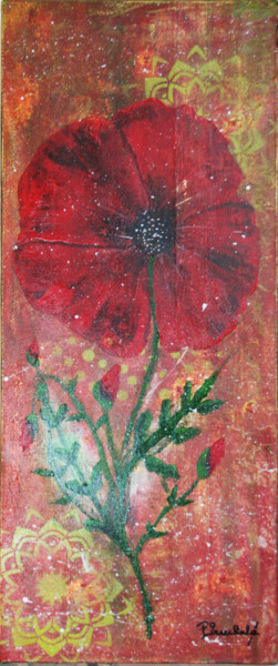 Painting titled "Coquelicot" by Patrice Gruchala, Original Artwork, Acrylic Mounted on Wood Stretcher frame