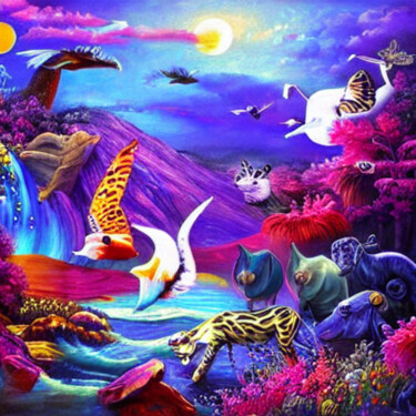 Digital Arts titled "Animal fantastique" by Patrice Josselin, Original Artwork, AI generated image