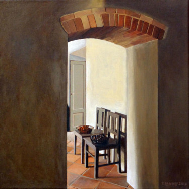 Painting titled "Intérieur N°50" by Patrice Lannoy, Original Artwork, Acrylic Mounted on Wood Stretcher frame