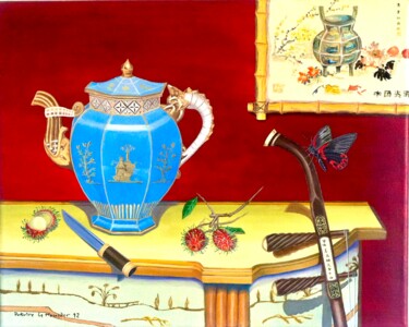 Pintura intitulada "Chinoiseries" por Patrice Le Houedec, Obras de arte originais, Óleo