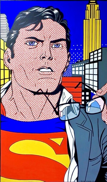 제목이 "Superman"인 미술작품 Patrice Le Houedec로, 원작, 기름