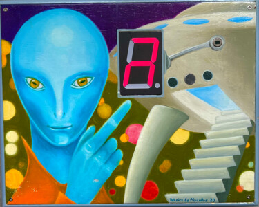 Peinture intitulée "L'Extraterrestre" par Patrice Le Houedec, Œuvre d'art originale, Huile