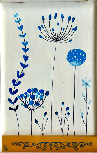 Pintura intitulada "Les fleurs bleues (…" por Patrice Le Houedec, Obras de arte originais, Óleo