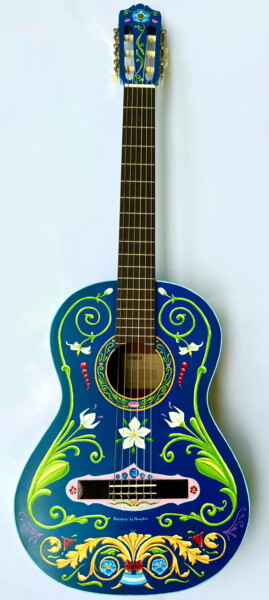 Malerei mit dem Titel "Guitare Yamaha 3/4…" von Patrice Le Houedec, Original-Kunstwerk, Öl