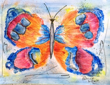 Peinture intitulée "* Le Papillon des C…" par Patrice Le Gall, Œuvre d'art originale, Aquarelle