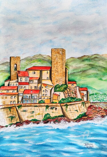 「Remparts d'Antibes.」というタイトルの絵画 Patrice Le Gallによって, オリジナルのアートワーク, 水彩画