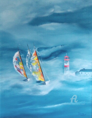 Painting titled "LE PHARE" by Patrice Le Gall, Original Artwork, Acrylic