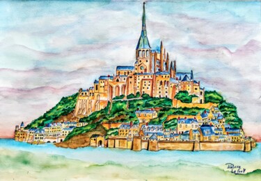 Painting titled "Le Mont Saint Michel" by Patrice Le Gall, Original Artwork, Watercolor