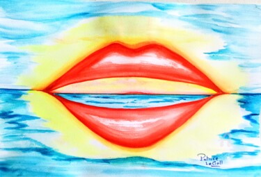 Painting titled "Baiser d'Amour" by Patrice Le Gall, Original Artwork, Watercolor