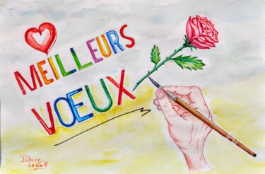 Painting titled "Meilleurs Voeux." by Patrice Le Gall, Original Artwork, Watercolor
