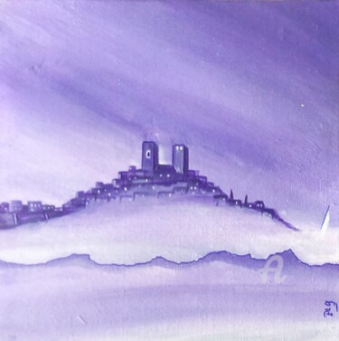 Painting titled "Brume sur Antibes" by Patrice Le Gall, Original Artwork, Acrylic