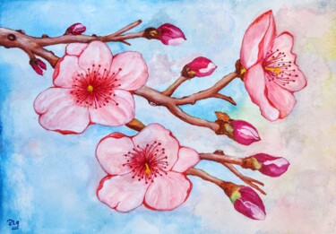 Peinture intitulée "Cerisier en Fleurs." par Patrice Le Gall, Œuvre d'art originale, Aquarelle