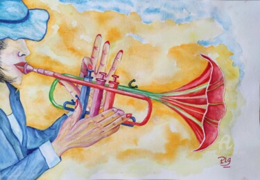 Peinture intitulée "La Trompette des An…" par Patrice Le Gall, Œuvre d'art originale, Aquarelle