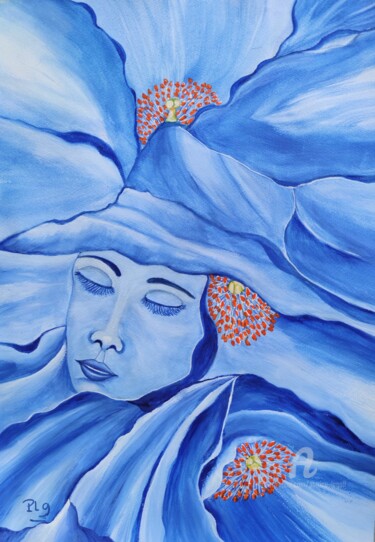 Peinture intitulée "La Femme Fleurs." par Patrice Le Gall, Œuvre d'art originale, Aquarelle