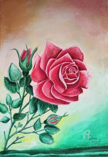 Painting titled "La Rose de Menton" by Patrice Le Gall, Original Artwork, Acrylic