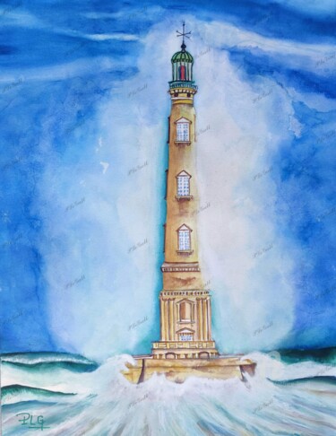 Painting titled "Phare de Cordouan" by Patrice Le Gall, Original Artwork, Watercolor