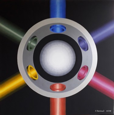 Painting titled "Chromatic Mecano (l…" by Patrice Preveirault, Original Artwork, Oil