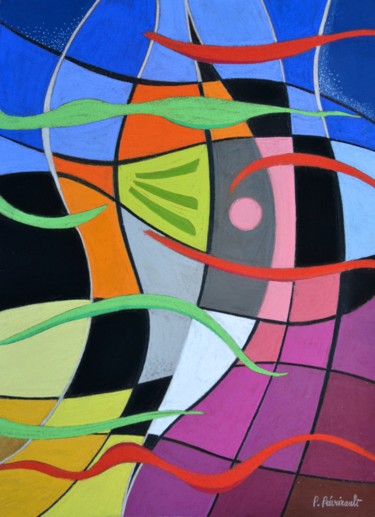Peinture intitulée "Comme un vitrail 2" par Patrice Preveirault, Œuvre d'art originale, Pastel