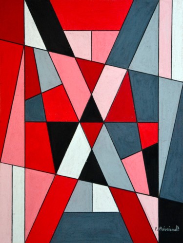Dessin intitulée "En rouge et gris" par Patrice Preveirault, Œuvre d'art originale, Pastel