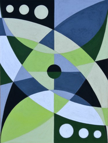 Dibujo titulada "En vert de gris-bleu" por Patrice Preveirault, Obra de arte original, Pastel