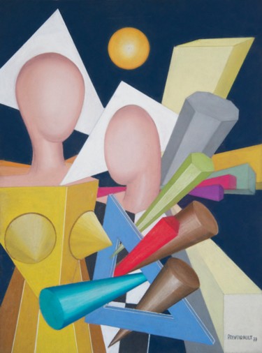 Malerei mit dem Titel "Les seigneurs" von Patrice Preveirault, Original-Kunstwerk, Pastell