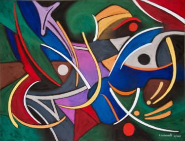 Peinture intitulée "African Fish" par Patrice Preveirault, Œuvre d'art originale, Pastel