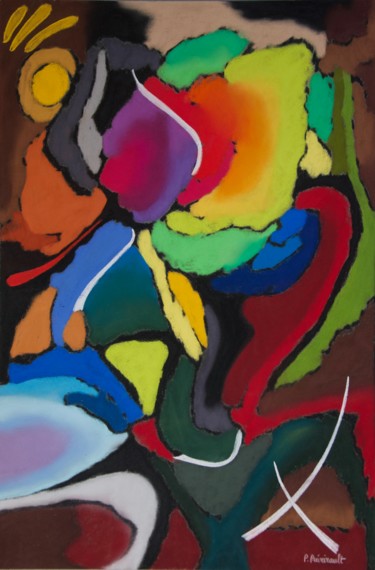 Pintura intitulada "Irisations multicol…" por Patrice Preveirault, Obras de arte originais, Pastel