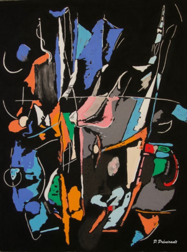 Schilderij getiteld "Black & Color Style" door Patrice Preveirault, Origineel Kunstwerk, Pastel