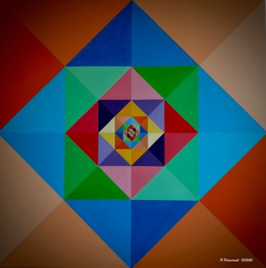 Peinture intitulée "Diamant de couleur" par Patrice Preveirault, Œuvre d'art originale, Huile