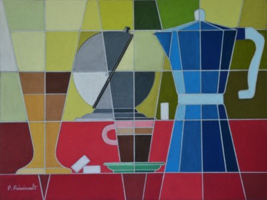 Malerei mit dem Titel "Pause-Café 2 (le ta…" von Patrice Preveirault, Original-Kunstwerk, Pastell
