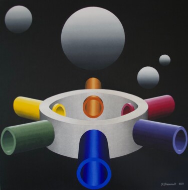 Schilderij getiteld "Chromatic Mecano 2…" door Patrice Preveirault, Origineel Kunstwerk, Olie