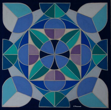 Malerei mit dem Titel "Symphonie Bleue" von Patrice Preveirault, Original-Kunstwerk, Pastell