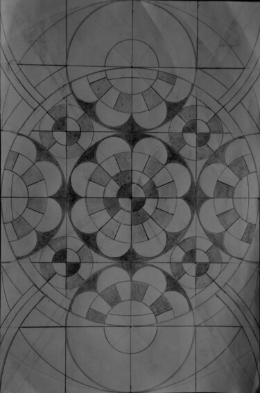 Dessin intitulée "Mandala Mosaïque (L…" par Patrice Preveirault, Œuvre d'art originale, Crayon