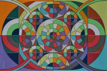 Картина под названием "Mandala Mosaïque (l…" - Patrice Preveirault, Подлинное произведение искусства, Пастель