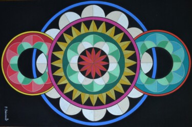 Pintura intitulada "Mandala Tradition (…" por Patrice Preveirault, Obras de arte originais, Pastel