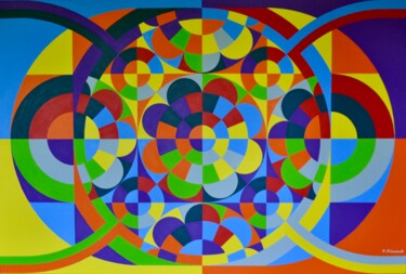Картина под названием "Mandala Mosaïque (l…" - Patrice Preveirault, Подлинное произведение искусства, Масло