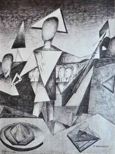 Desenho intitulada "Troupe partant comb…" por Patrice Preveirault, Obras de arte originais, Tinta
