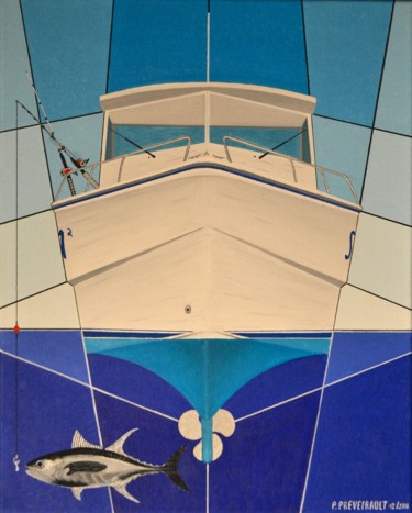 Peinture intitulée "Partie de pêche au…" par Patrice Preveirault, Œuvre d'art originale, Huile