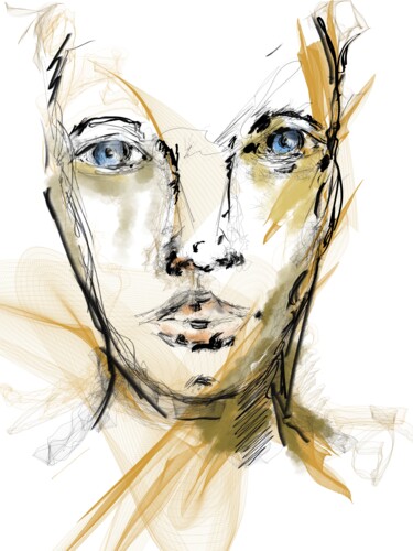 Arts numériques intitulée "Face 02" par Patrice Veillon, Œuvre d'art originale, Peinture numérique
