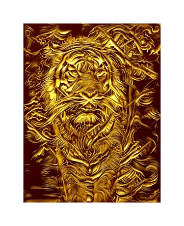 Digitale Kunst mit dem Titel "REGARD DE TIGRE - 2" von Patrice Vial, Original-Kunstwerk, Digitale Malerei