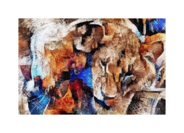 Digital Arts titled "LES JEUNES LIONS" by Patrice Vial, Original Artwork, Digital Painting