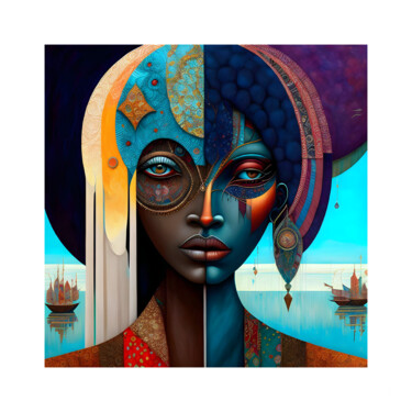 Digitale Kunst mit dem Titel "SAGA AFRIKA 13" von Patrice Vial, Original-Kunstwerk, Digitale Malerei