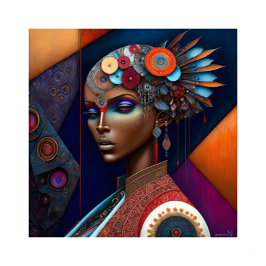 Digitale Kunst mit dem Titel "SAGA AFRIKA 19" von Patrice Vial, Original-Kunstwerk, Digitale Malerei