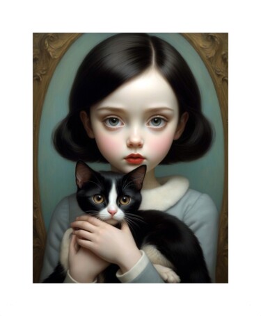 Arte digital titulada "MON CHAT ET MOI - 3" por Patrice Vial, Obra de arte original, Imagen generada por IA