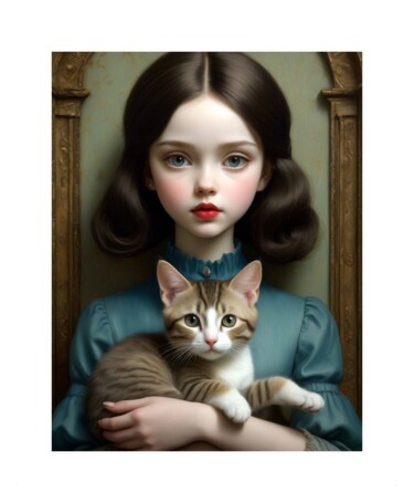 Digital Arts titled "MON CHAT ET MOI - 4" by Patrice Vial, Original Artwork, AI generated image