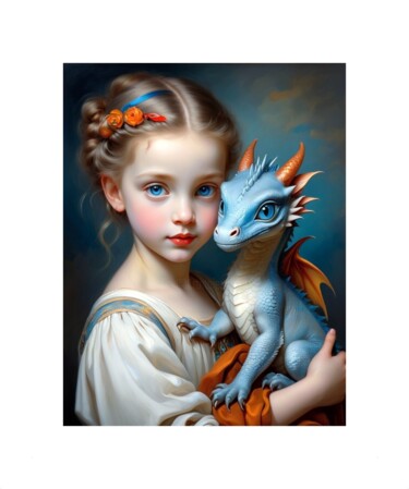 Digital Arts titled "MON PETIT DRAGON ET…" by Patrice Vial, Original Artwork, Digital Painting