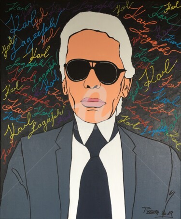 Painting titled "Karl Lagerfeld" by Patrice Behra, Original Artwork, Acrylic