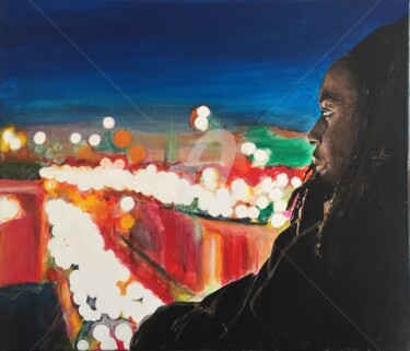 Peinture intitulée "portrait de nuit" par Patrice Behra, Œuvre d'art originale, Acrylique