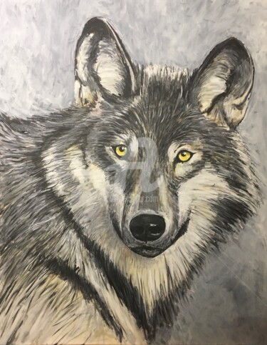 Painting titled "LOUP" by Patrice Behra, Original Artwork, Acrylic